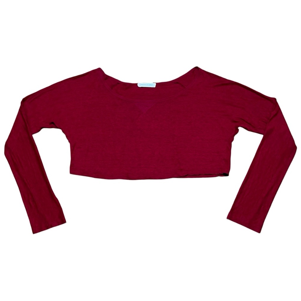 Creatures Of Comfort Wm’s 100% Linen Jersey Knit Red Long Sleeve Crop Top Sz S